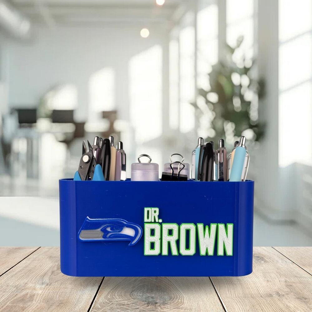 Personalized Seattle Seahawks Desk Organizer, Custom Seahawks Gifts